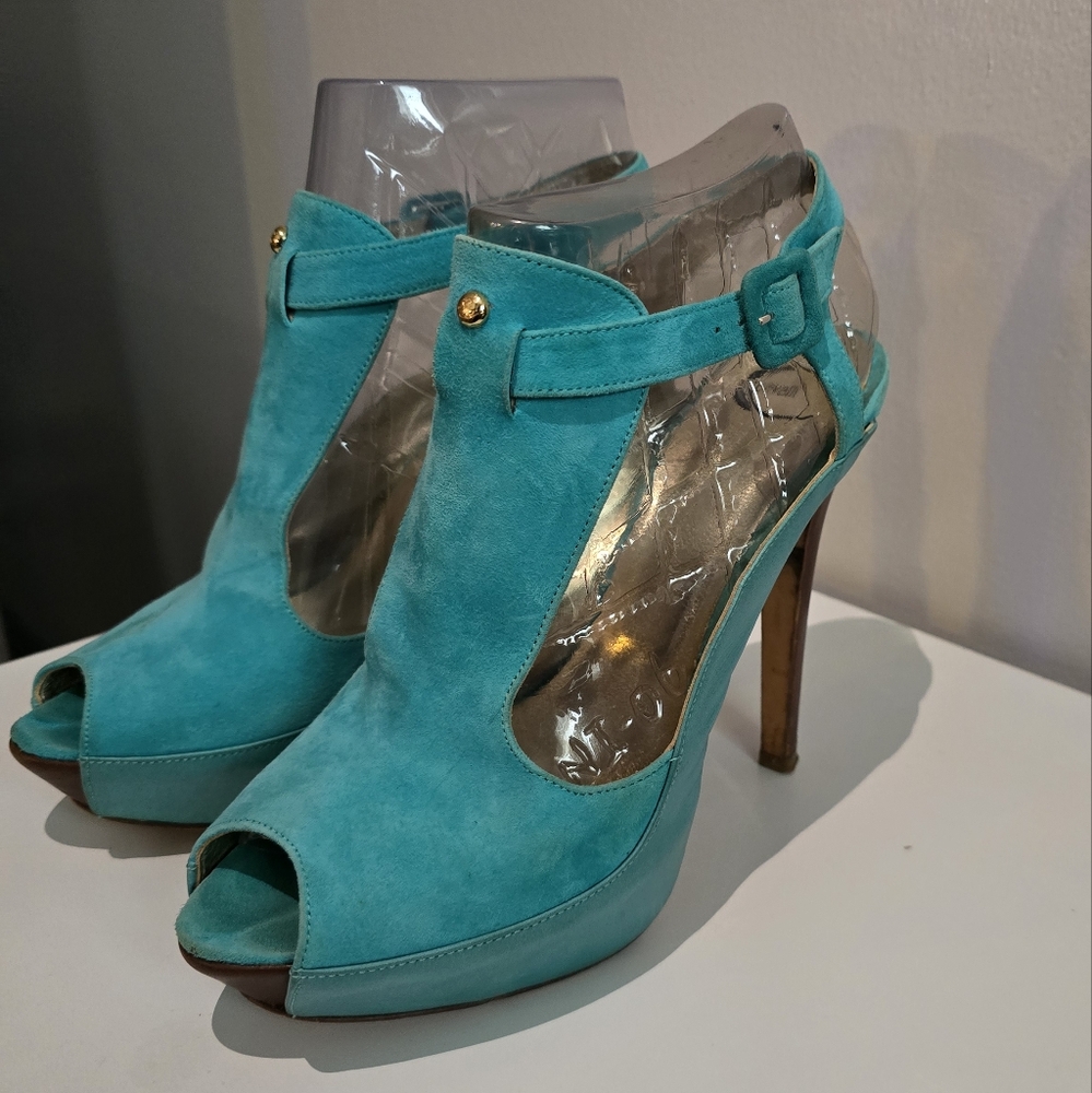Just Cavalli Blue Suede Leather Pumps Sz 39
